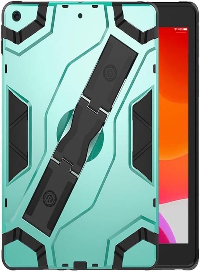 Kickstand Heavy Duty Rugged Shockproof PC &TPU Bumper Portable Hand Strap & Stand Escort Hybrid Cover - Green